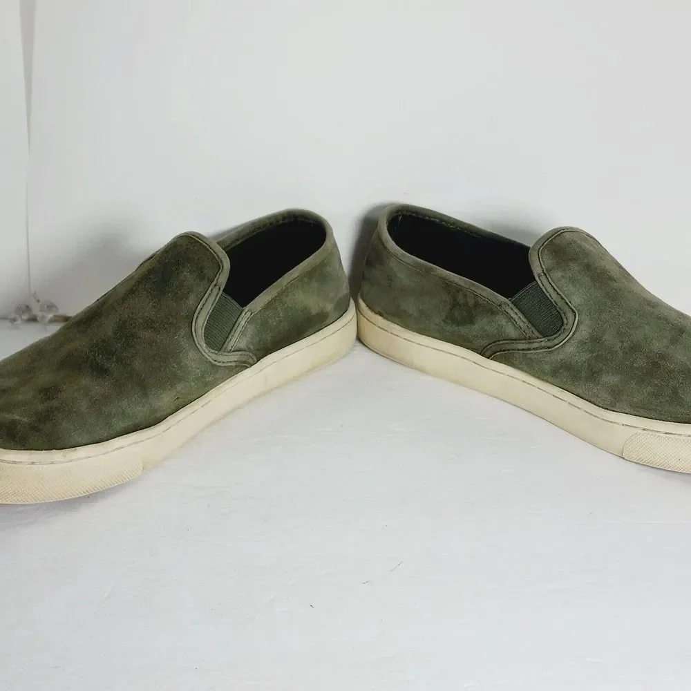 TORY BURCH Women's Jesse Size 10 M Green Suede Slip-On Flat Sneaker